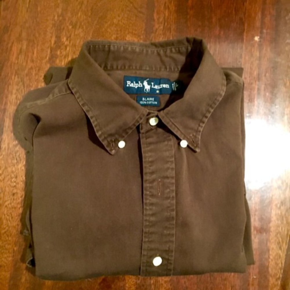 RALPH LAUREN POLO SOLID BROWN SHIRT